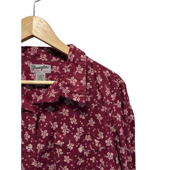 Wrangler Wrancher shirt pearl snap western cowboy cowgirl floral XL red & white - Picture 2 of 6